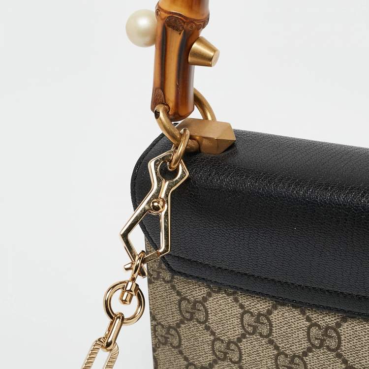Pre Owned Gucci Multicolor GG Canvas Mini Pearl Fox Bamboo Top Handle Bag 