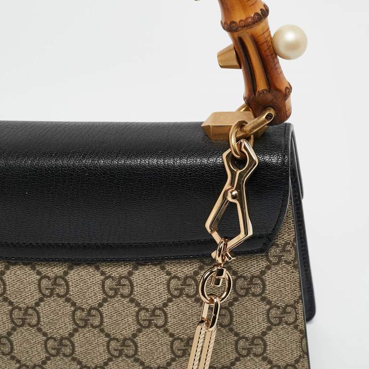 Pre Owned Gucci Multicolor GG Canvas Mini Pearl Fox Bamboo Top Handle Bag 