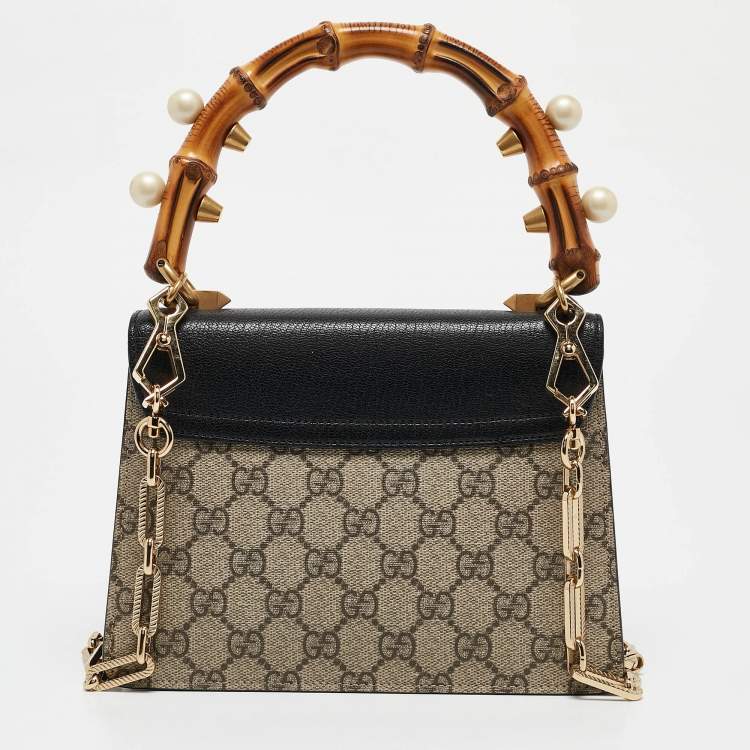 Pre Owned Gucci Multicolor GG Canvas Mini Pearl Fox Bamboo Top Handle Bag 