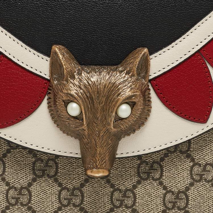 Pre Owned Gucci Multicolor GG Canvas Mini Pearl Fox Bamboo Top Handle Bag 