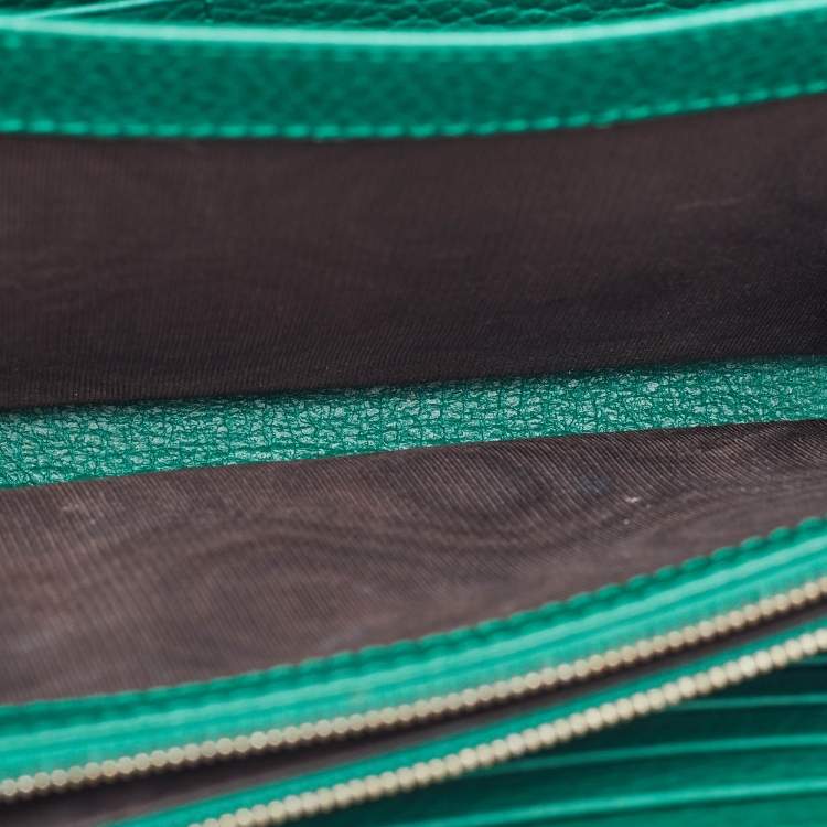 Pre Owned Gucci Green Leather Dionysus Mini Wallet on Chain