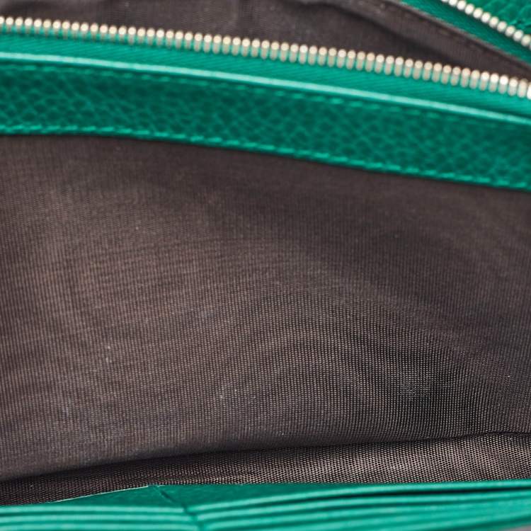 Pre Owned Gucci Green Leather Dionysus Mini Wallet on Chain
