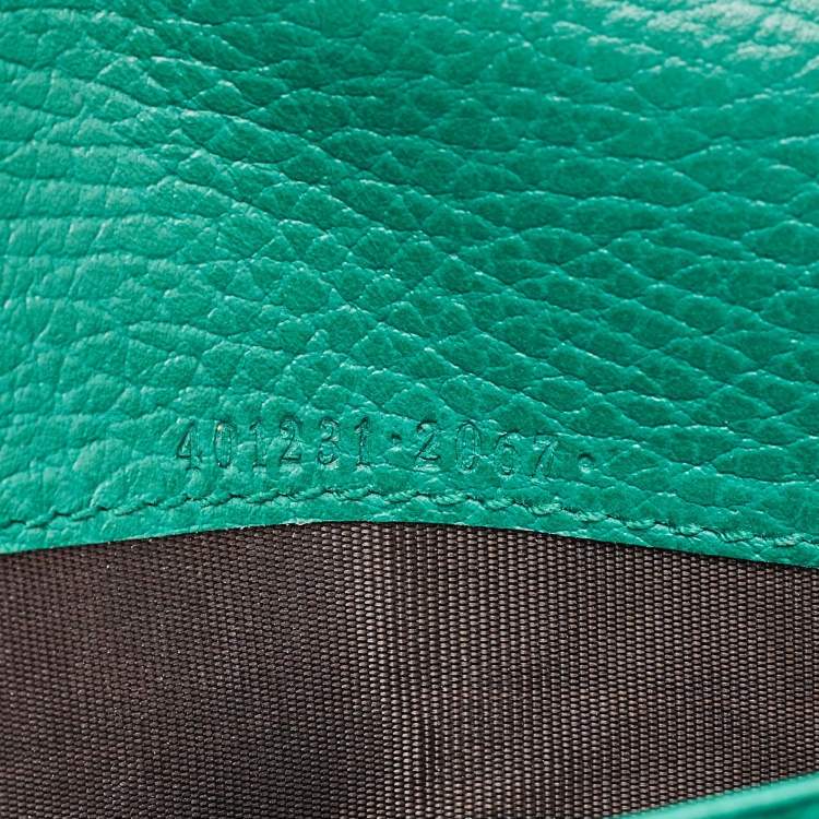 Pre Owned Gucci Green Leather Dionysus Mini Wallet on Chain