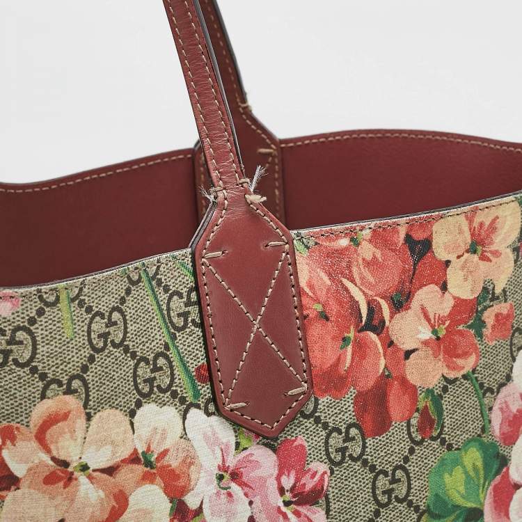 Pre Owned Gucci Multicolor GG Supreme Canvas Blooms Reversible Tote