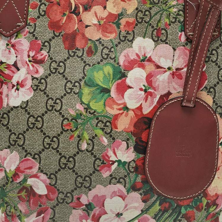 Pre Owned Gucci Multicolor GG Supreme Canvas Blooms Reversible Tote