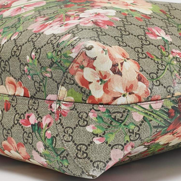 Pre Owned Gucci Multicolor GG Supreme Canvas Blooms Reversible Tote