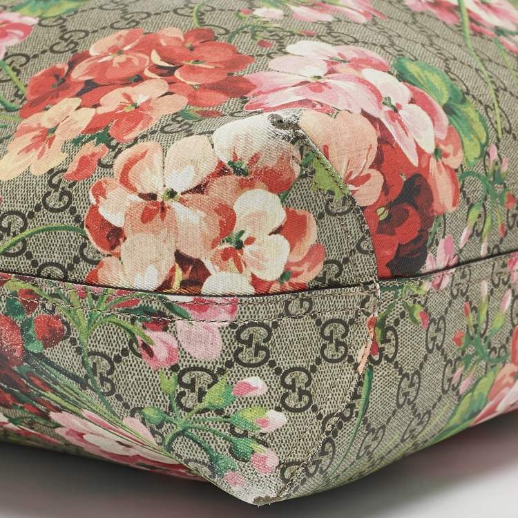Pre Owned Gucci Multicolor GG Supreme Canvas Blooms Reversible Tote