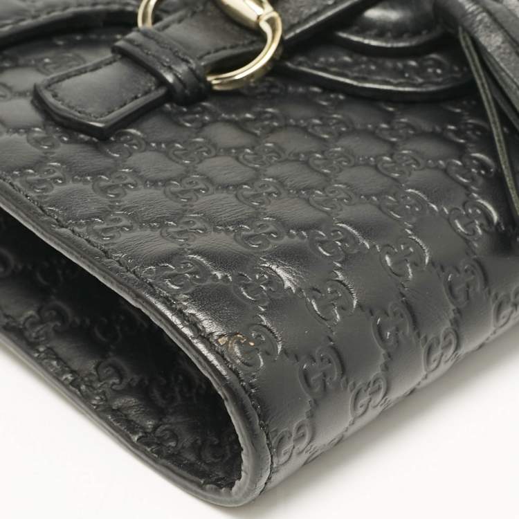 Pre Owned Gucci Black Micro Guccissima Leather Mini Emily Chain Shoulder Bag