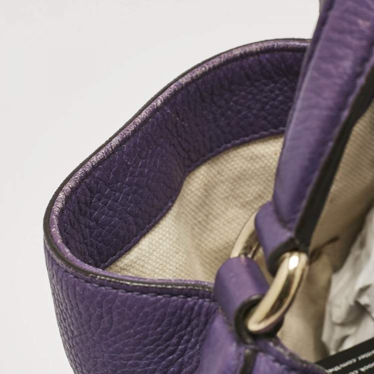 Pre Owned Gucci Purple Leather Soho Tassel Tote
