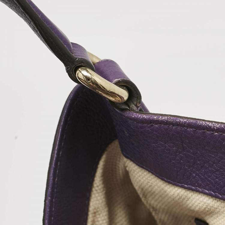 Pre Owned Gucci Purple Leather Soho Tassel Tote