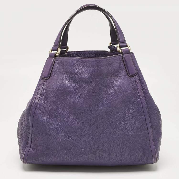 Pre Owned Gucci Purple Leather Soho Tassel Tote