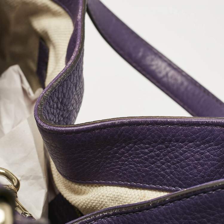 Pre Owned Gucci Purple Leather Soho Tassel Tote
