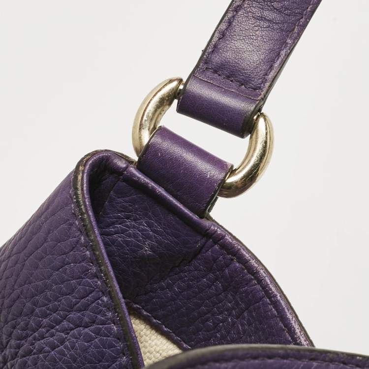 Pre Owned Gucci Purple Leather Soho Tassel Tote