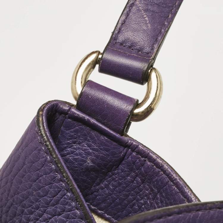 Pre Owned Gucci Purple Leather Soho Tassel Tote