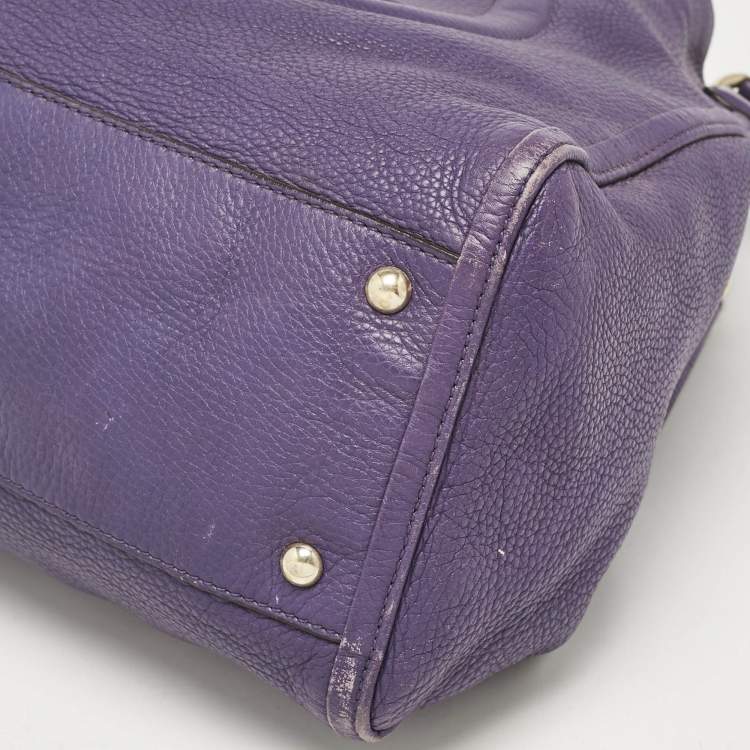 Pre Owned Gucci Purple Leather Soho Tassel Tote