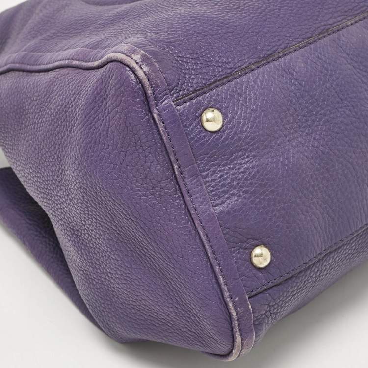 Pre Owned Gucci Purple Leather Soho Tassel Tote