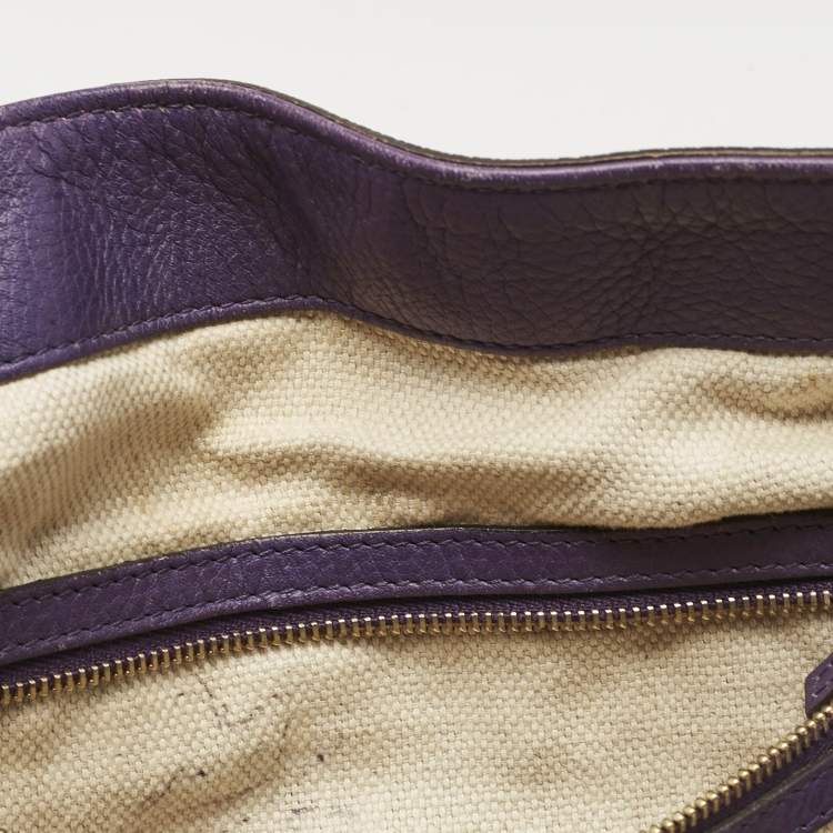 Pre Owned Gucci Purple Leather Soho Tassel Tote