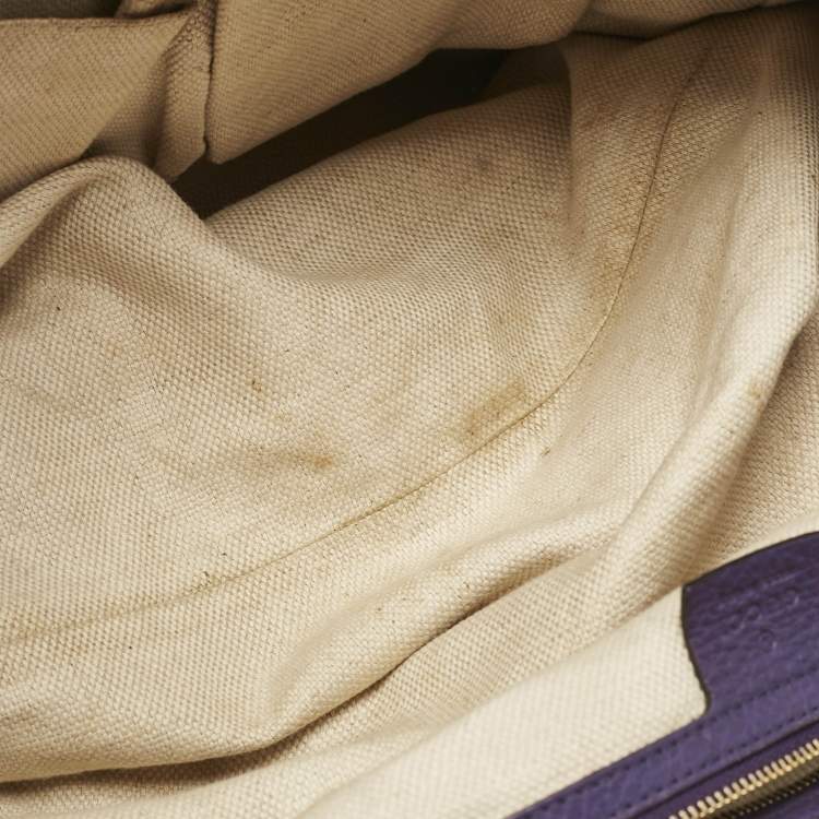 Pre Owned Gucci Purple Leather Soho Tassel Tote