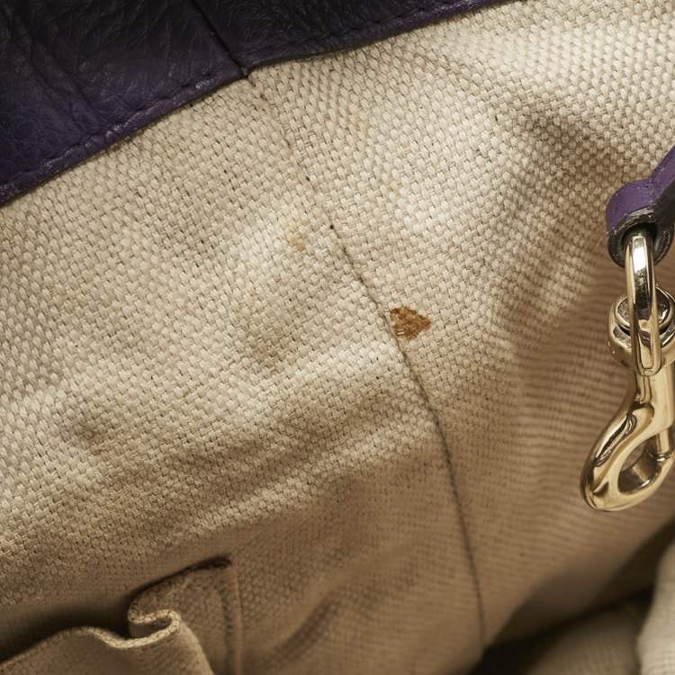 Pre Owned Gucci Purple Leather Soho Tassel Tote