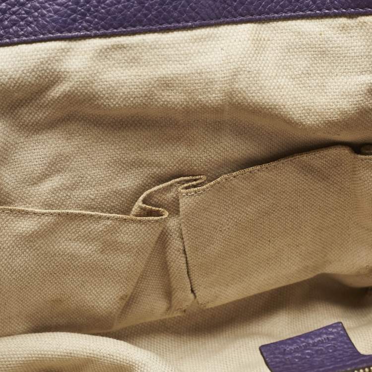 Pre Owned Gucci Purple Leather Soho Tassel Tote