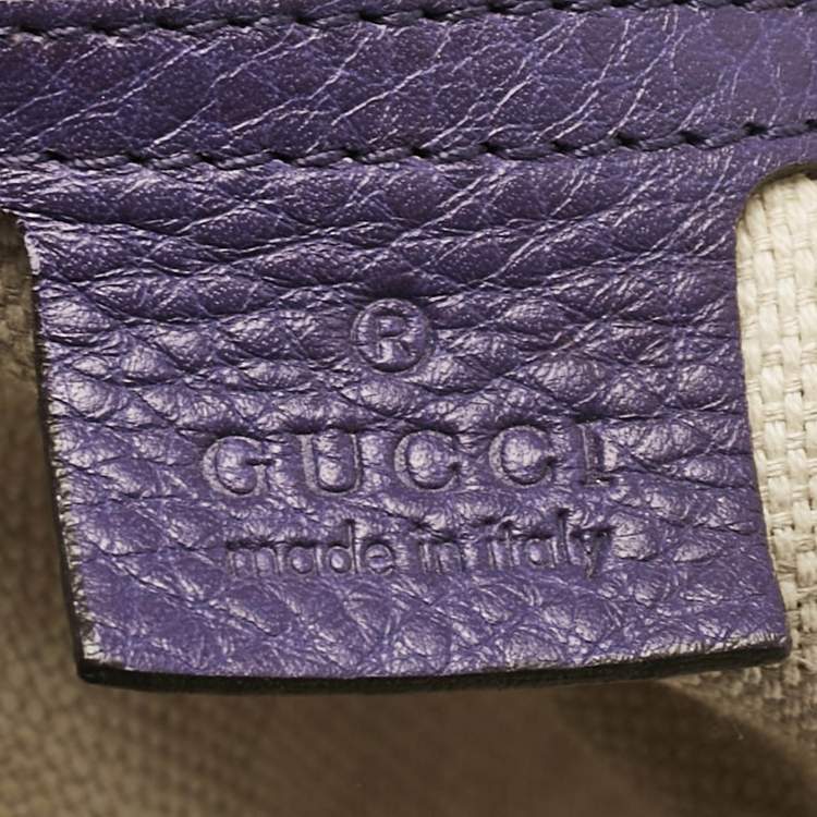 Pre Owned Gucci Purple Leather Soho Tassel Tote