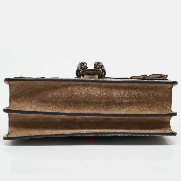 Pre Owned Gucci Beige GG Supreme Canvas and Suede Medium Crystal/Sequins Embellished Dionysus Shoulder Bag