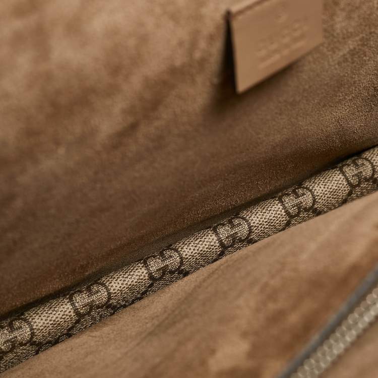 Pre Owned Gucci Beige GG Supreme Canvas and Suede Medium Crystal/Sequins Embellished Dionysus Shoulder Bag