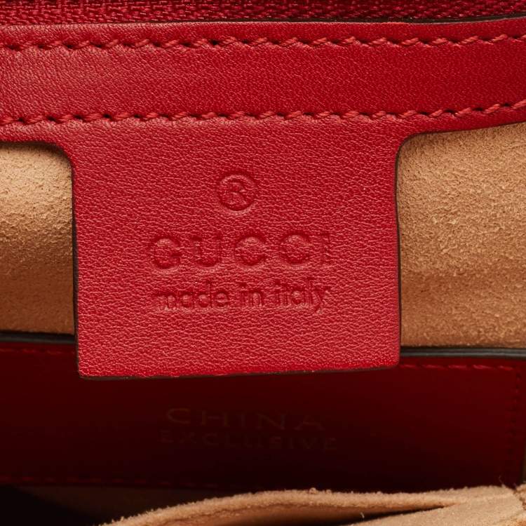 Pre Owned Gucci Red/Beige GG Supreme Canvas Small Embroidered Limited Edition Backpack
