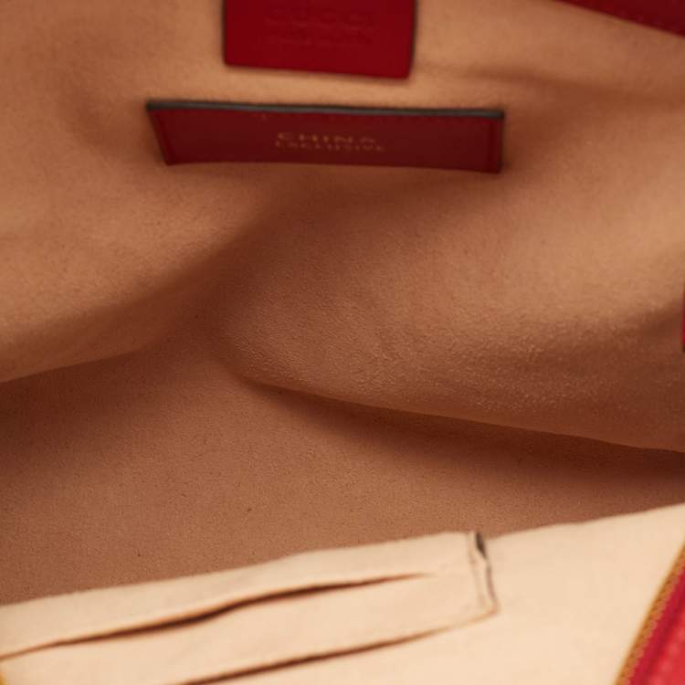 Pre Owned Gucci Red/Beige GG Supreme Canvas Small Embroidered Limited Edition Backpack