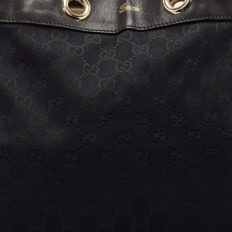 Pre Owned Gucci Black GG Canvas and Leather Positano Tote
