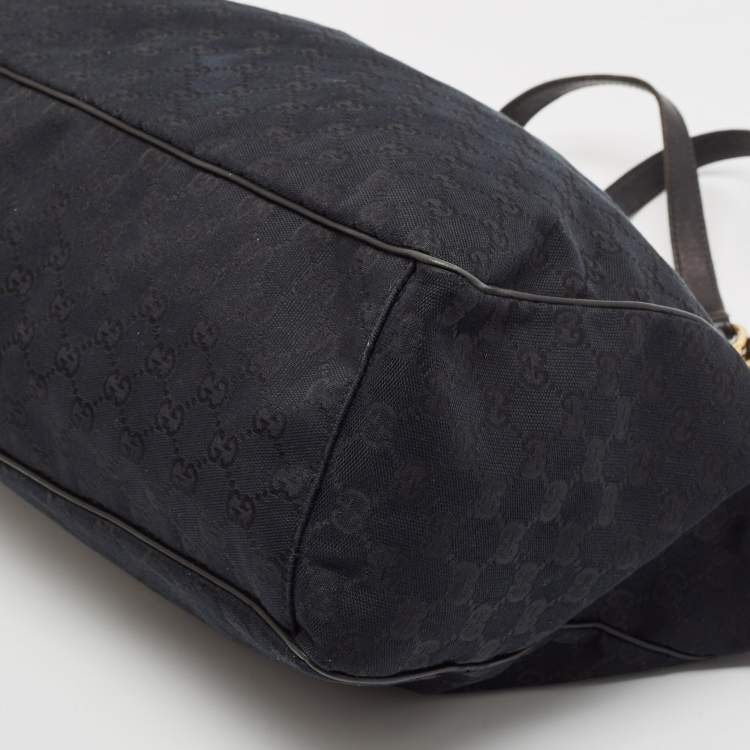 Pre Owned Gucci Black GG Canvas and Leather Positano Tote