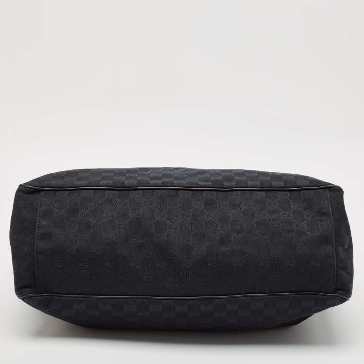 Pre Owned Gucci Black GG Canvas and Leather Positano Tote