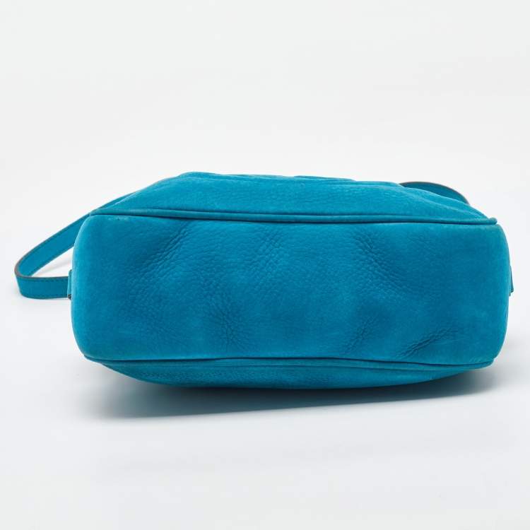 Pre Owned Gucci Blue Nubuck Leather Small Soho Disco Crossbody Bag