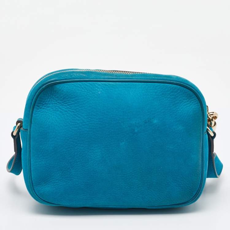 Pre Owned Gucci Blue Nubuck Leather Small Soho Disco Crossbody Bag