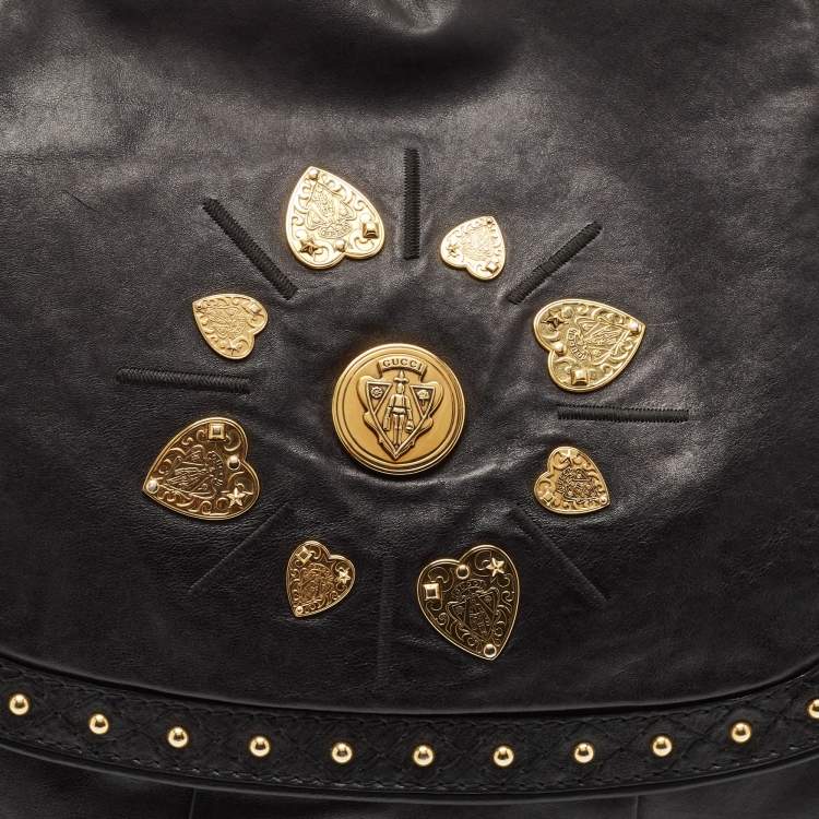 Pre Owned Gucci Black Leather Irina Babouska Hobo