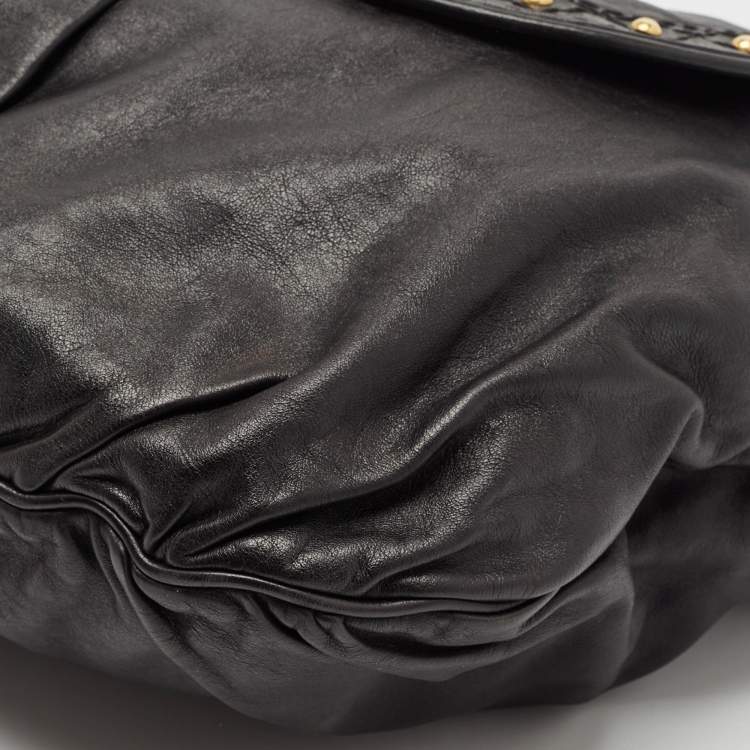 Pre Owned Gucci Black Leather Irina Babouska Hobo