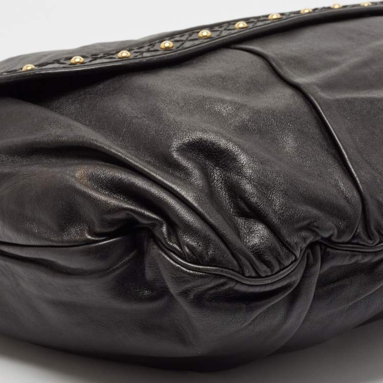 Pre Owned Gucci Black Leather Irina Babouska Hobo