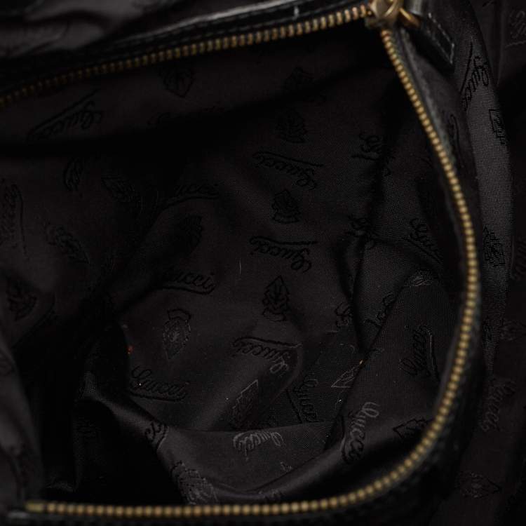 Pre Owned Gucci Black Leather Irina Babouska Hobo