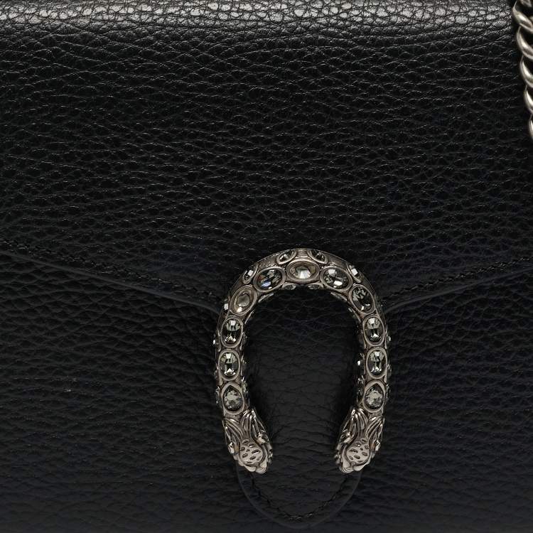 Pre Owned Gucci Black Leather Dionysus Wallet On Chain