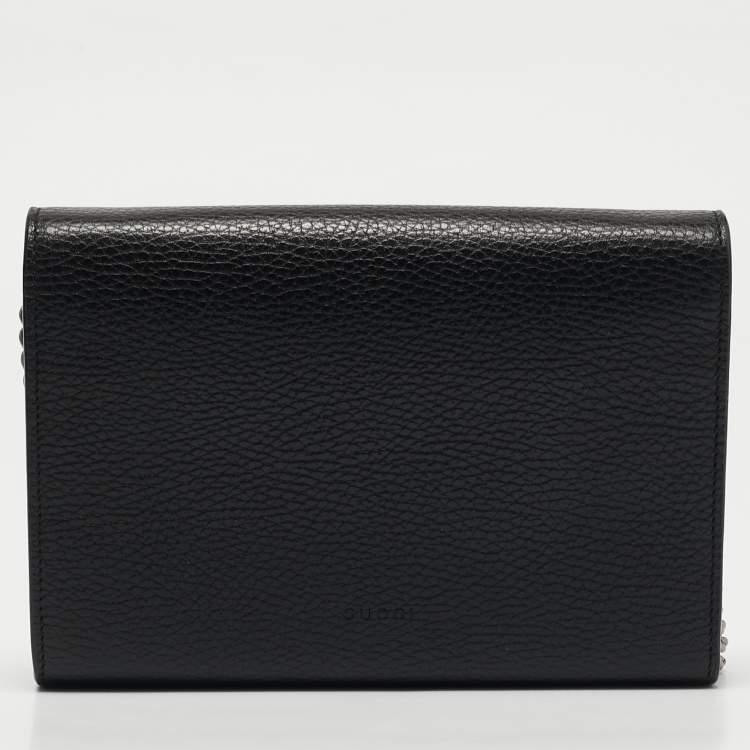Pre Owned Gucci Black Leather Dionysus Wallet On Chain
