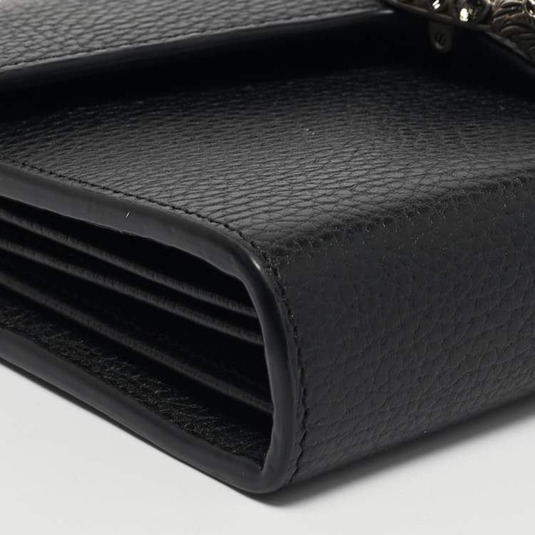 Pre Owned Gucci Black Leather Dionysus Wallet On Chain