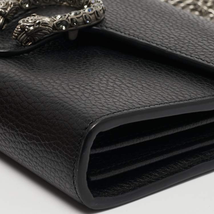 Pre Owned Gucci Black Leather Dionysus Wallet On Chain