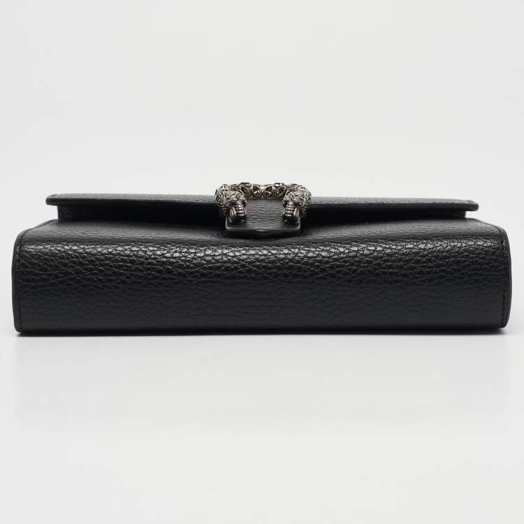 Pre Owned Gucci Black Leather Dionysus Wallet On Chain
