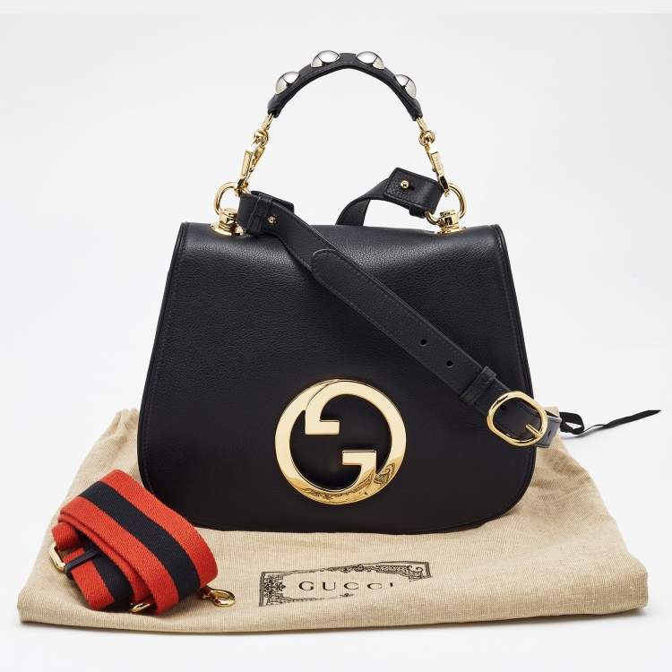 Pre Owned Gucci Black Leather Small Blondie Top Handle Bag