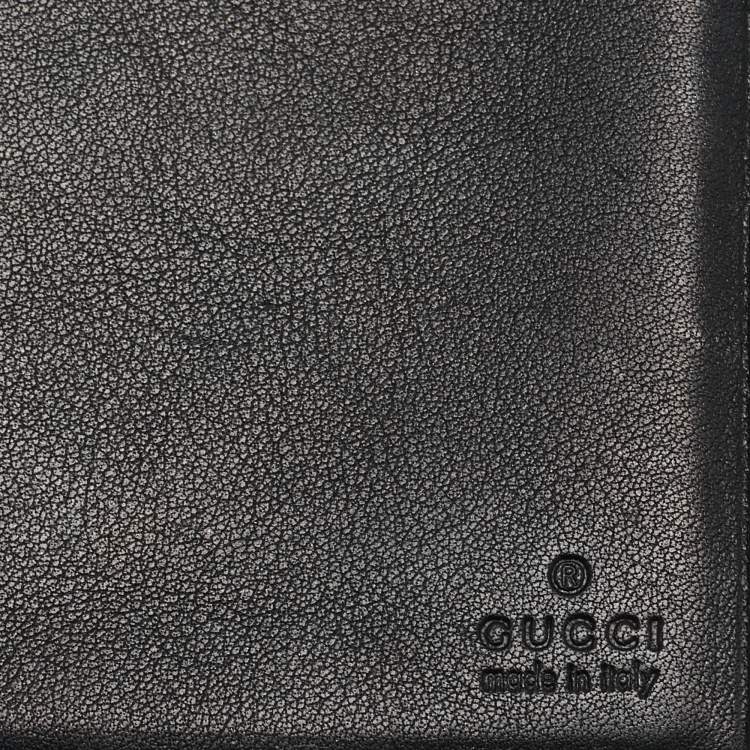 Pre Owned Gucci Black Guccissima Leather Heart Flap Continental Wallet