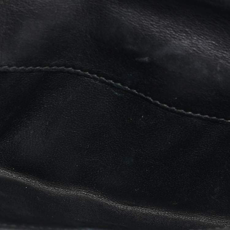 Pre Owned Gucci Black Guccissima Leather Heart Flap Continental Wallet