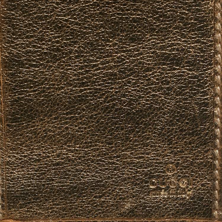 Pre Owned Gucci Gold/Brown GG Fabric and Leather Princy Continental Wallet