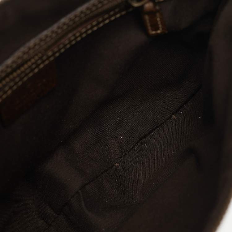 Pre Owned Gucci Beige/Brown GG Canvas and Leather Small Studded Pelham Hobo