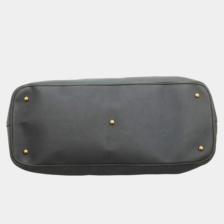 Pre Owned Gucci Grey Leather 1973 Top Handle Oversized Travel Bag