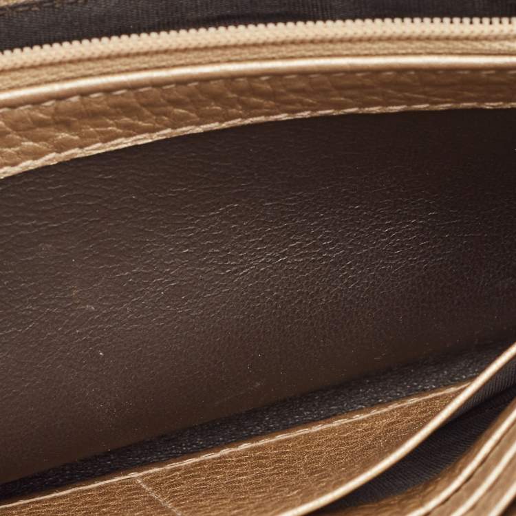 Pre Owned Gucci Beige/Brown GG Canvas and Leather Flap Continental Wallet